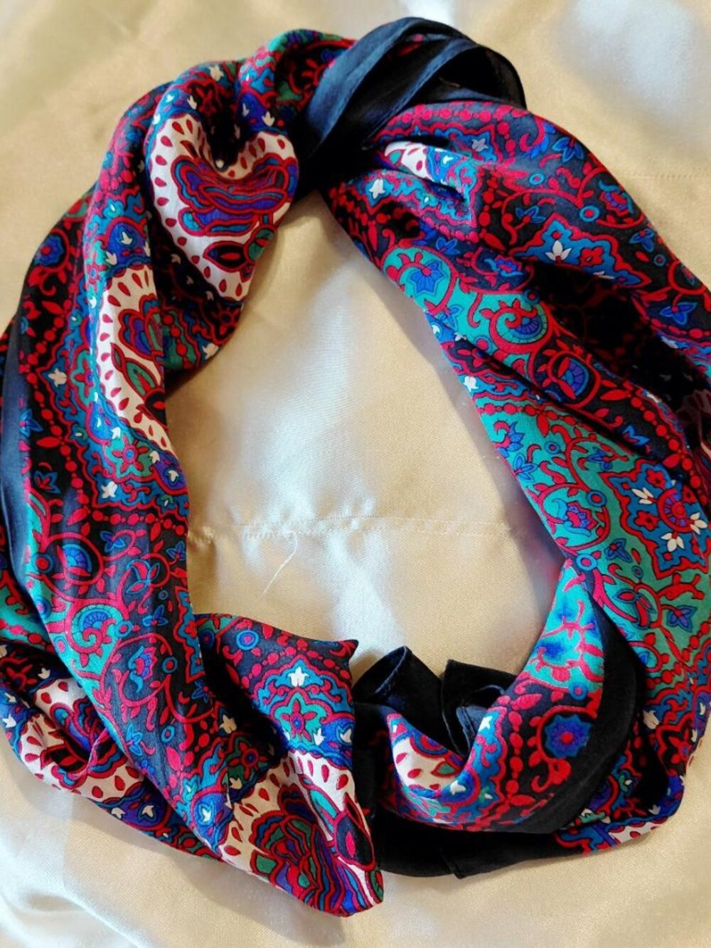 Vintage Ginnie Johansen Paisley Silk Rectangle Scarf